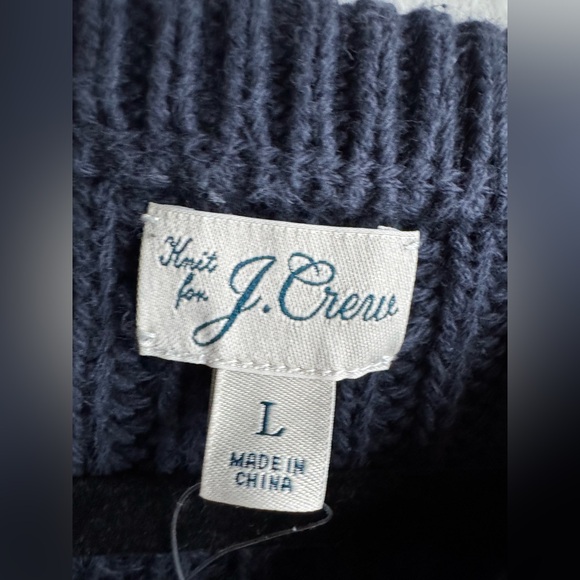 J Crew Knit for J Crew Cotton Navy Blue Heritage Sweater men’s Large - Picture 3 of 6